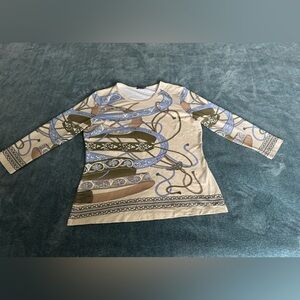 J. McLaughlin Women's Rope Nautical Design Catalina Cloth 3/4 Sleeve Shirt  L